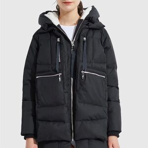 OLAY Black Hooded Puffer Jacket